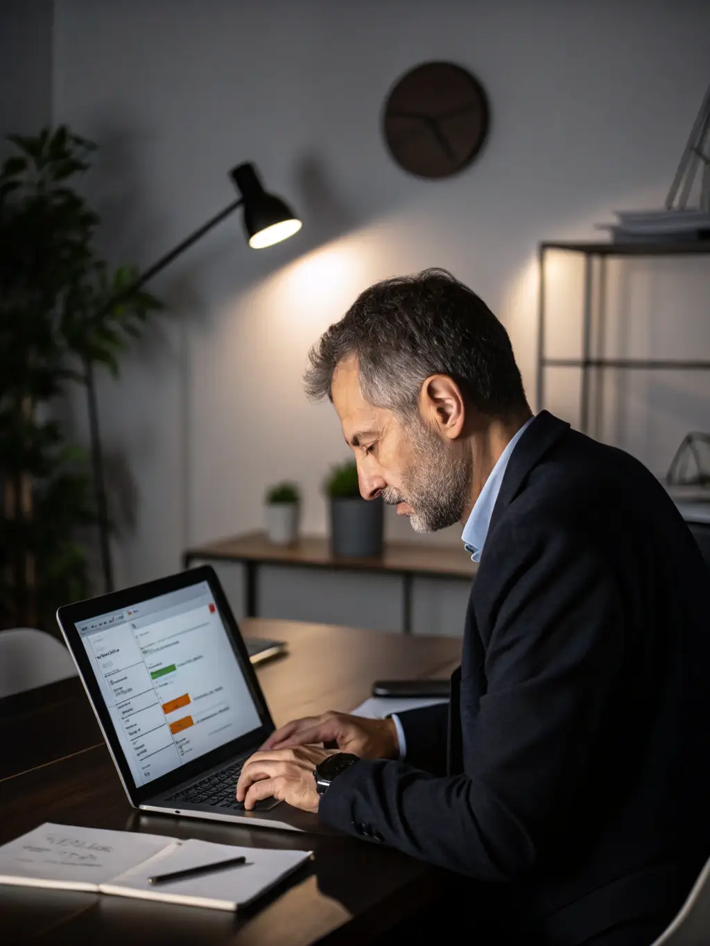 A professional businessman analyzing financial data on a computer screen, showcasing Centirp's financial analytics service.